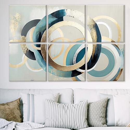 Lot de 6 grands panneaux acoustiques autocollants pour décoration murale, panneaux insonorisants pour studio d'enregistrement, salon, chambre, bureau, 183 x 122 cm (circulaire)