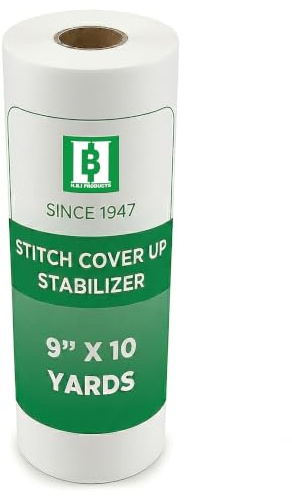H.B.I. Produkter mjukt och mysigt stygnskydd 23 cm x 10 meter rulle vävt järn på täckningsstabilsator för maskinbroderi lätt stabilisator
