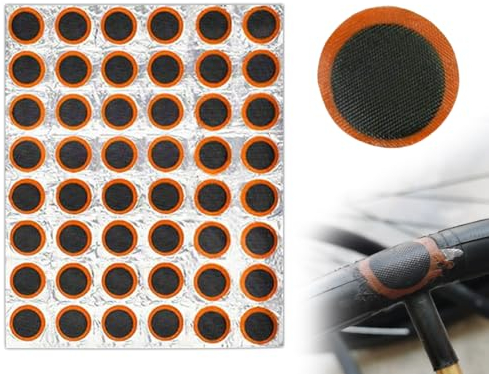 KAPSING 48 Stück Fahrradreifen Flicken Set, Fahrrad flickzeug, Fahrrad reparaturset, Rundes Fahrradreifen Patch Kit, Fahrrad Flickzeug für Reifen Fahrrad Schlauch(Enthält keinen Gummikleber)