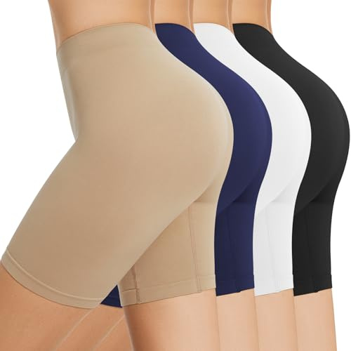 SIHOHAN 4 Pack Women Anti Chafing Shorts Boxer Seamless Under Dress Short | Comfort Safety Long Briefs, Breathable Smooth Boyshorts Slip Shorts for Yoga Walking
