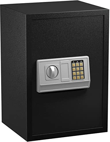 COSTWAY 48L Security Safe Box, 2-Layer Electronic Steel Cabinet Safe with Removable Shelf, Digital Keypad, Carpeted Floor & 2 Keys, Jewelry Money Cash Lock Safe Deposit Box for Home Office Hotel