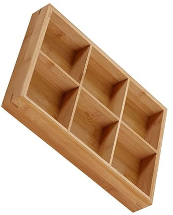 Bandeja de Madera Dividida, Bandeja de Madera para Servir, Multifuncional con Múltiples Compartimentos para Restaurantes de Ollas Calientes, de Sushi para (6