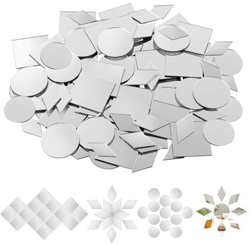 300 Pezzi Piccoli Specchi per Artigianato, 3 Forme di Mini Specchio Acrilico Piastrelle, Specchio per Artigianato, Piastrelle per Specchi Autoadesive per Arte Parete Porta Decorazioni Cornice