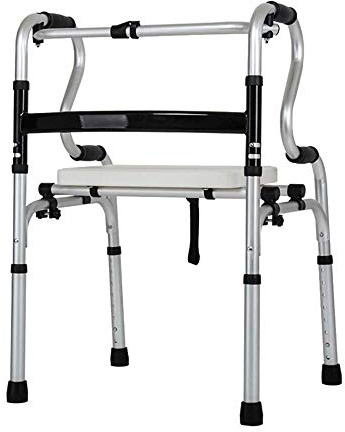VBNCUUIOPO Andador plegable de cuatro ruedas de acero inoxidable sin rueda para ancianos ayuda a levantarse y caminar (con placa de asiento) bastón antideslizante con hospital