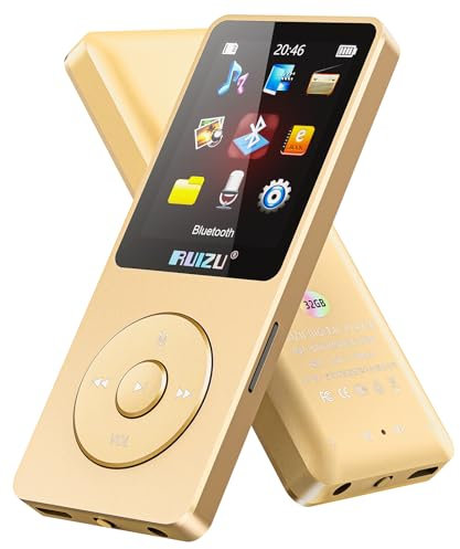 Reproductor MP3 de 64GB con Bluetooth 5.3, Ultraligero (30 Gramos), hasta 80 Horas de autonomía, Pantalla de 1,8 Pulgadas, Ideal para Deportistas, niños y Adultos, admite Tarjetas TF de hasta 128 GB