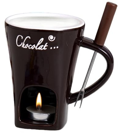 Set per fonduta di Candele da tè, Set di Tazze per fonduta di Cioccolato, Tazza per fonduta con Tazza Calda in Ceramica, Scaldaburro riscaldante per Tea Light per Caramelle e Caramello