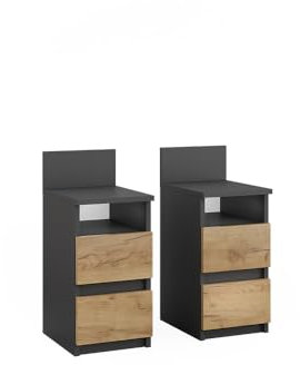 Vicco Nachttisch Monty, Anthrazit/Goldkraft Eiche, 25 x 59.1 cm 2er Set