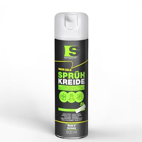 Spraytive 1 spray de 500 ml, jaune fluo lavable, spray pour sol, temporaire pour asphalte, herbe, béton