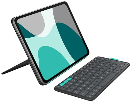 Logitech Flip Folio, funda con teclado para iPad Pro de 11 pulgadas (M4 y M5) y iPad Air de 11 pulgadas (M2, M3 y M4) (5.ª gen): funda protectora y plegable con teclado Bluetooth, QWERTY ESP - Grafito