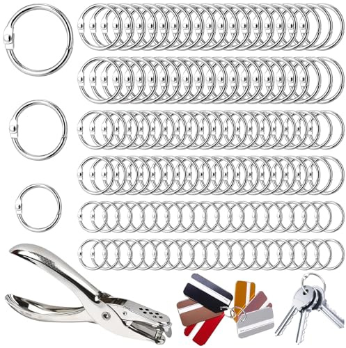 TTYSHIP® 120 Pezzi Anelli Rilegatura, 15/20/25mm Anelli per Rilegatura con Pinza per Fori 6mm, Anello per Libri in Metallo per Scrapbook, Album, Taccuino, Schede