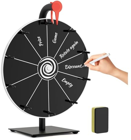 FOVVZDIL Gira la rueda con soporte, rueda giratoria portátil de premios de la fortuna con marcador de borrado en seco y tablero giratorio de borrador para fiestas, eventos y recompensas en el aula