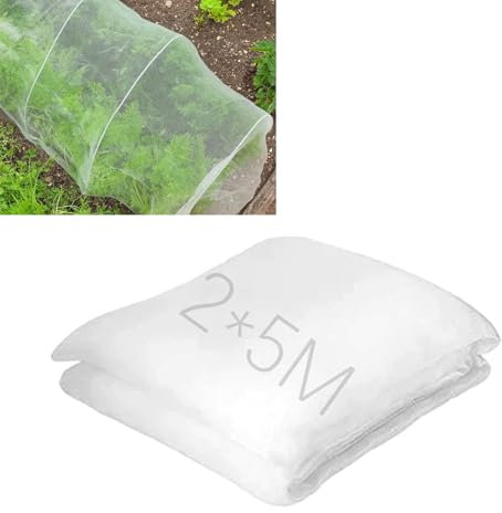 Red de protección de jardín de malla fina de 2 x 5 m para verduras, frutas y plantas, red de protección contra insectos para repeler eficazmente las moscas de la col, moscas blancas, translúcidas