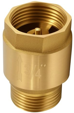 Rückschlagventil 3/4 Zoll, Rückschlagventil aus Messing 3/4'' AG zu IG, Rückflussverhinderer mit Innengewinde und Außengewinde, Rostfrei und Wasserdicht für Pumpe, Waschmaschine, Garten und Regentonne