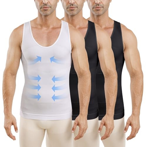 MeetHoo Men's Compression Shirt Slimming Sleeveless Shapewear Men Vest Seamless Undershirt Body Shaper Tank Top Workout Sport