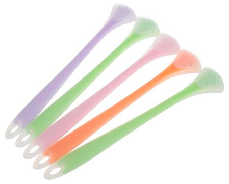Ipetboom 5pezzi Raschietto Per Lingua Doppia in Silicone Spazzola Per Pulizia Della Lingua Portatile Adatto Per Igiene Orale Quotidiana e Viaggio