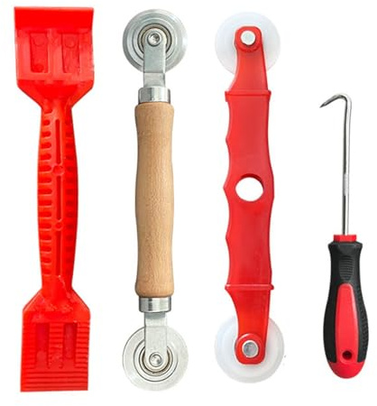 4 pezzi di attrezzi retrattili per zanzariere a mano spline roller con ruote in nylon resistente all'usura striscia di gomma gancio accessori per zanzariera e guarnizione finestra