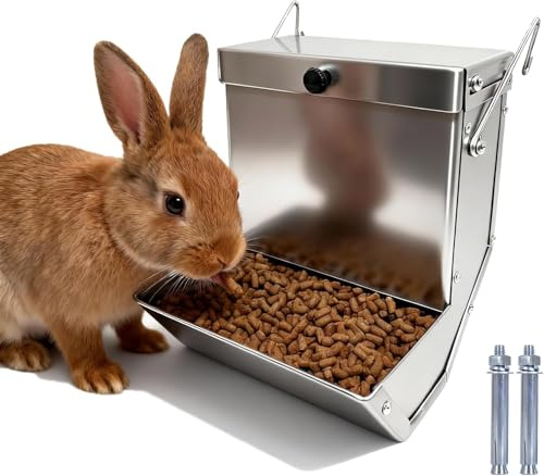 Distributore automatico in acciaio inox 304 per gabbia animali domestici a gravità per conigli, uccelli, cincillà, furetti e altri piccoli animali (L-1PCS)