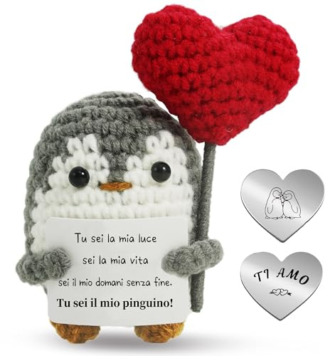 ZIENZENGYA Idee Regalo Donna Compleanno Regalo Uomo, Regali Fidanzato, Positivo Pinguino Peluche, Regali per lei Fidanzata, Romantico per la Coppia San Valentino per lui e lei
