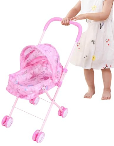 Yanayi Cochecito de juguete | Cochecito de bebé con toldo,Carrito plegable para muñecas | Para bebés niñas casa viaje cumpleaños escuela al aire libre