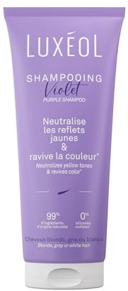 LUXEOL - Shampooing Violet - Neutralise Les Reflets Jaunes & Corrige Les Reflets Cuivrés* - Ravive la Couleur* - Contient Un Pigment Violet Correcteur - Fabriqué en France - 200 ml