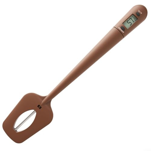 Termometro digitale per zucchero e spatola 2 in 1, per cioccolato e crema da forno, da -50 a 300 °C, silicone alimentare con sonda in acciaio inox
