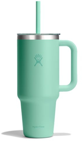 Hydro Flask 40 Oz Clear Lid Travel Tumbler with Straw and Handle - Insulated Stainless Steel in 40 Oz Mermaid Green