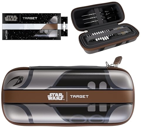 Target Darts Star Wars Mandalorian BOA Portefeuille | Premium Disney Fléchette Étui avec Personnage Design, Swiss Pointes Tip Rangement, Rigid Extérieur Coque et Organisé Accessoires Holder