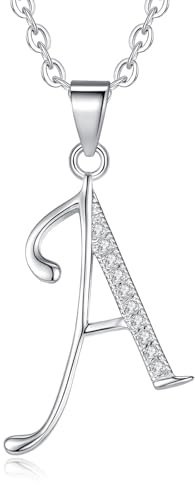 VIKI LYNN Collar Inicial con Colgante Letra A y zircon925 Plata de Ley Regalo para Mujeres