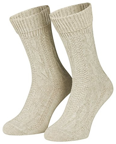 Piarini - Par de calcetines para traje tradicional - Motivo trenzado - Estilo rústico bávaro - Jaspeado - 39-42