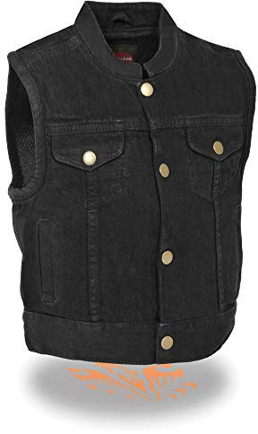 Milwaukee Leather MDK3920 Kids Black Denim Club Style Snap Front Vest - X-Small