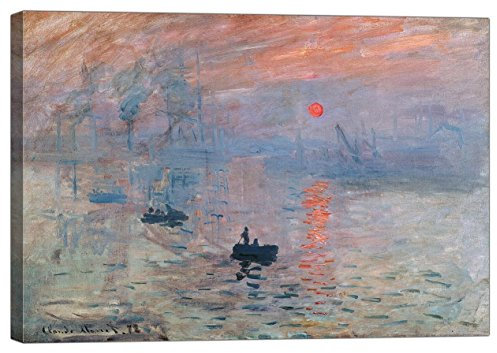 LuxHomeDecor Claude Monet Impression au Soleil Levant Sole nascente 70x50 cm Quadro Stampa su Tela con Telaio in Legno