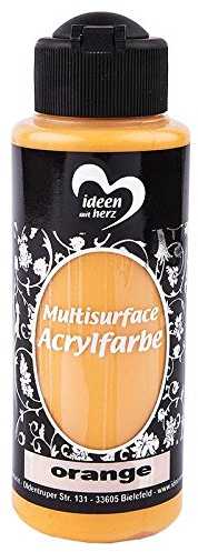 Ideen mit Herz Acrylfarbe Multisurface | Allzweckfarbe zum Bemalen von Holz, Glas, Polyester, Keramik, Porzellan, Terracotta, Styropor, Stoff, Leder | Universalfarbe auf Wasserbasis | 120ml (orange)