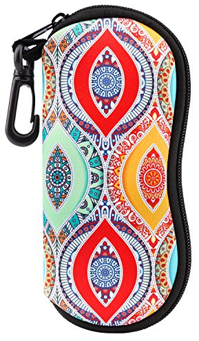 MoKo Custodia morbida per occhiali da sole,custodia ultra leggera in neoprene con chiusura a cerniera e clip per cintura per occhiali,cornici,matita,carte- nazione-colorato