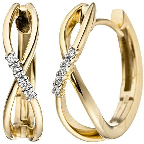 Jobo Damen-Creolen aus 14 Karat 585 Gold mit 10 Diamanten