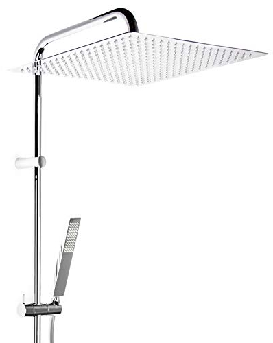XXL Aufputz Premium Duschsystem 300x300mm oder 400x400mm mit oder ohne Thermostat Duschset Dusche Regendusche Brause Set, Größe: Ø400mm mit Thermostat