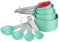 8 Piece Measuring Cups and Spoon Set - Plastic Measuring Cup and Spoon with Stainless Steel Handle, Measuring Tool for Liquids and Solids (Teal)