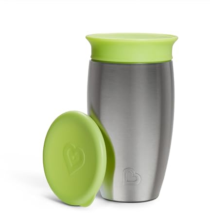 Munchkin Click Lock Tip & Sip Straw Trainer Cup| Baby & Toddler Sippy Cups with Straw| BPA Free Non Spill Cup| Weaning Baby Straw Cup| Weighted Straw Childrens Cups|10oz/296 ml| Green