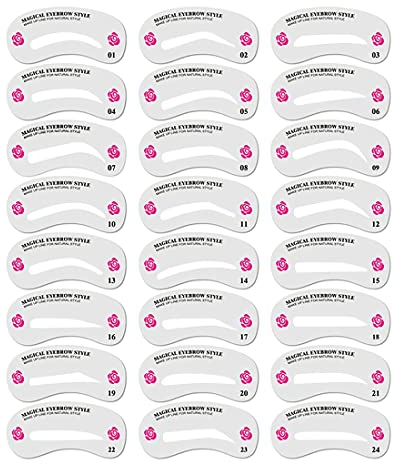 24 Stücke Augenbrauen Schablonen Set Augenbrauen Form Schablonen für Anfänger Make-up Wiederverwendbar Augenbrauen Schablonen Set