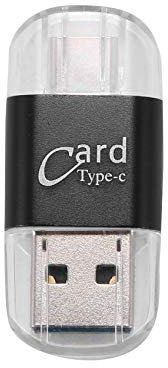 Lodokdre Card Reader Aluminum USB Type C OTG -SD/TF External Memory Card Reader Adapter for Mobile Phone Computer(Black)