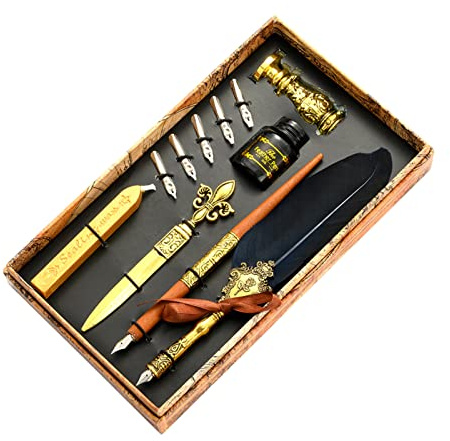 Joyeee Coffret Stylo Plume Calligraphie avec Pointes de Stylo 17 pcs, Ouvre Lettre, Bouteille d'Encre et Base de Plume, Boite Cadeau pour Cadeau d'Anniversaire pour Elle