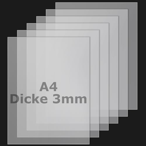 MIVIDE 6 Pezzi di Fogli Acrilici Trasparenti 300 x 210 x 3 mm A4 Pannelli Plexiglass Trasparente, Foglio Acrilico per il fai da te, Sculture, Modelli