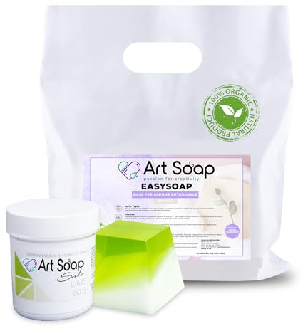 ArtSoap EasySoap - Base para Jabones Artesanos 1 kg Blanco con Colorante en Lima de Regalo, Bases para la creación de jabones fácil, segura y versátil, Base para Jabón