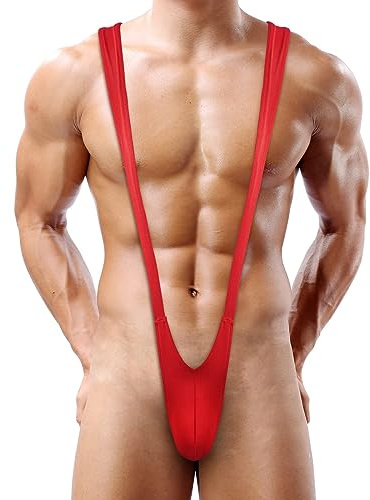 ROSVAJFY Tanga Sexy Borat Mankini V Sling Hombre, Slip Elásticos del Suspensorio, Ropa Interior Tirantes, Lencería Hot Traje Baño La Playa, Body Una Pieza para Regalos Navidad