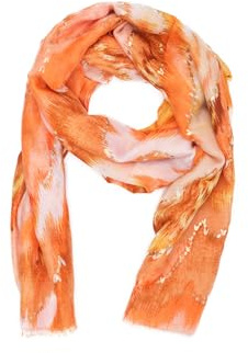 QUEEN HELENA Mjuk Lätt Stol Wrap Scarf Foulard Mönstrad Rund Hals Elegant Dam SC026, Orange, one size