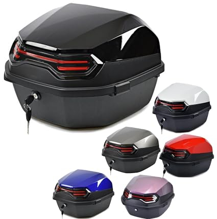 UYTOIZ Motorrad-Topcase, Haltbar Motorrad Topcase, 35L Wasserdicht Motorrad Heckkasten, Mit Sicherheitsschloss, Für Roller Mit Helm, Lagerung Aufbewahrungsbox (Farbe : Schwarz, Größe : 41x40x30cm)