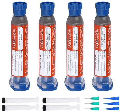 Wonderway Sn42/Bi58 T4 bleifreie Lötpaste, nicht sauber, 138 ℃ Schmelzpunkt (30 g x 4 Stück)