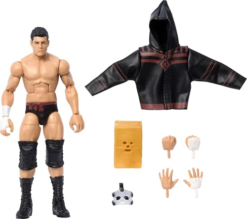 Mattel WWE Elite Actionfigur und Zubehör, Greatest Hits 2025, ca. 15 cm große Sammelfigur Cody Rhodes The American Nightmare“ mit 25 Bewegungspunkten und austauschbaren Händen, JCH82