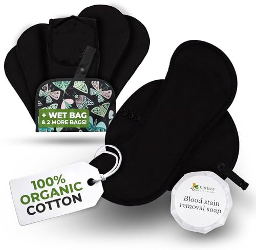 ÖkoKomfort Stoffbinden waschbar aus Bio Baumwolle für leichte Blutung (Größe S+M, 6er-Pack); kleine hochtemperatur-waschbare Binden für Damen, Mädchen; dünne mehrweg Binde für bequeme Periodentage