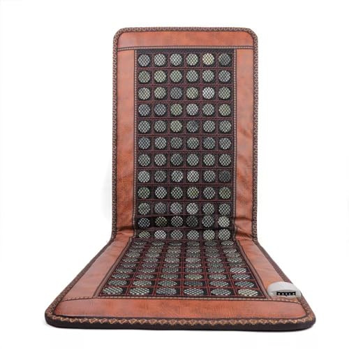 RustyVioum Far Infrared Heating Pad, 59x19 Natural Jade and Tourmaline Heating Mat for Home Office Electric Stone Heating Mattress for Back Neck Shoulder Fast Pain Relief
