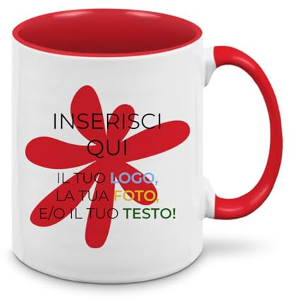 Teetaly Tazza Personalizzata con Foto e Nome – Tazza in Ceramica 350 ml, Idea Regalo (Rosso)